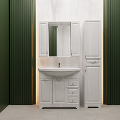 Stella Polare Зеркальный шкаф Кармела 90/С люкс белое серебро – фотография-11